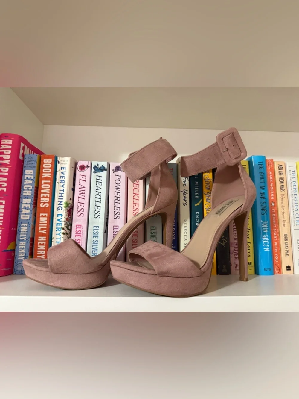 Women's Blush Pink Ankle Strap High Heels - Picture 2 of 4